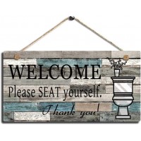 Printed Wood Plaque Sign Wall Hanging Welcome Sign Please Seat yourself Wall Art Sign Size 11.5" x 6" Blue-Black