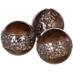 Schonwerk Walnut Decorative Orbs for Bowls and Vases Set of 3 Resin Sphere Balls for Living Dining Room Coffee Table Centerpiece Home Decor Great Gift Idea Crackled Mosaic