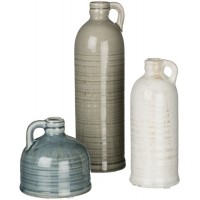 Sullivans Modern Farmhouse Decorative Multi-Color Small Ceramic Jug Set of Three 3 4” 7.5” & 10” Tall Crackled Finish Faux Floral Jugs Distressed Decoration for Rustic Décor Housewarming Gift CM2431