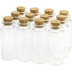 SUPERLELE Glass Bottles with Cork 48pcs 20ml Decorative Wish Bottles with 48pcs Eye Screws 3pcs Funnel