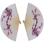 VANVENE 10 pcs Delicate Cherry Blossom Design Silk Folding Hand Fan Wedding Favors Gifts Japanese Party