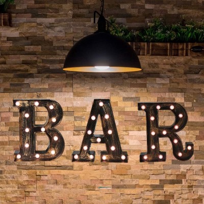 Vintage Bar Sign for Bar Decor Decorative Illuminated BAR Marquee Letter Lights Lighted Bar Accessories for Home Bar Cart Decor Light Up Bar Sign for Home Shelf Wall Cafe Birthday Party Decoration