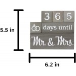 Wedding Countdown Calendar Wooden Blocks Engagement Gifts Bride to Be Bridal Shower Gift Engaged Engagement Gifts for Couples Rustic Gray with White Numbers