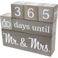Wedding Countdown Calendar Wooden Blocks Engagement Gifts Bride to Be Bridal Shower Gift Engaged Engagement Gifts for Couples Rustic Gray with White Numbers