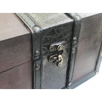 Wood and Leather Treasure Chest Box Decorative Storage Chest Box with Lock | Handcrafted Decorative Boxes with Lids for Home Decor | Wood Box with Lid | Small Chest | Wooden Stash Box