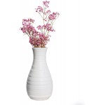 2 Pack Composite Plastics Flower Vase Unbreakable Ceramic Look Vase for Home Decor Centerpieces Arranging Bouquets White