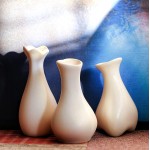 BALIOS Mini Porcelain Vase Set of 3 Height 5.1” Small Decorative Assorted Ceramic Bud Vases for Flowers Home Decor Office Table Decorations Floral Arrangement Ivory White Mini 3pc Set