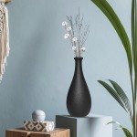 Black Ceramic Flower Vase Handmade Small and Modern Decorative Vases Round and Cylinder in Matte and Textured Used for Floor Wall and Table Decor Drip Black Ceramic Vase