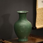 Chinese Ceramic Art Handmade Antique ice Crack Glaze vases Big China Porcelain Flower Bottle Vase for Home DecorationGreen