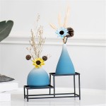 Decorative Flower Vases Ceramic Small Vase Set for Living Room Decorations Farmhouse Wicker Vases Blue with White