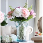 Flower Vase Glass Elegant Double Ear Decorative Handmade Air Bubbles Bluish Color Glass Vase for Centerpiece Home Decor Large