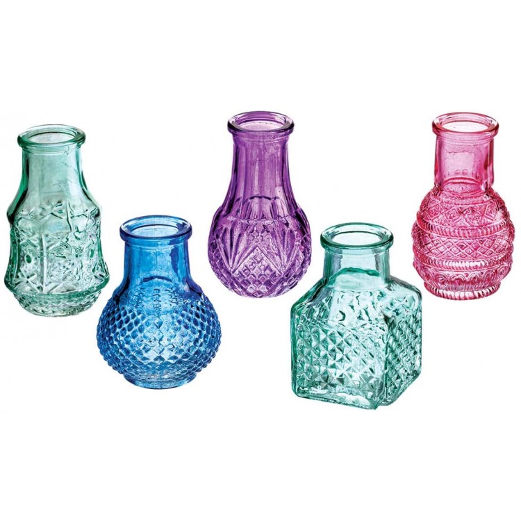 Fox Valley Traders Mini Glass Vases Set of 5