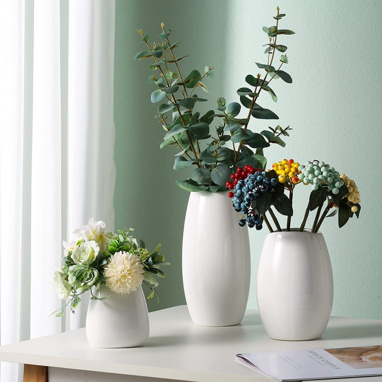 hjn Ceramic Vase Set of 3 Samll Vases for Flowers,White Vase for Home Decor and Modern Vase for Ideal Shelf Decor Table Living Room DecorWhite