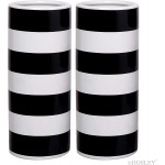 Hosley Set of 2 Large Black and White Stripe Ceramic Vase 10 Inch High. Ideal Floral Vase Gift for Wedding Special Occasion Home Office Dried Floral Arrangements O5