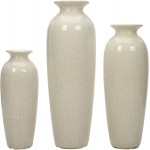 Hosley Set of 3 Crackle Ivory Ceramic Vases. Ideal Gift for Wedding or Special Occasions for Use in Home Office Decor Spa Aromatherapy Settings O4
