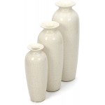 Hosley Set of 3 Crackle Ivory Ceramic Vases. Ideal Gift for Wedding or Special Occasions for Use in Home Office Decor Spa Aromatherapy Settings O4