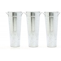 Hosley Set of 3 Galvanized Vase 15 Inch High Ideal for Dried Floral Arrangements for Wedding Gifts Spa and Aromatherapy Settings