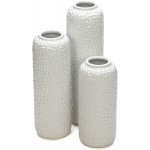 Hosley Set of 3 White Ceramic Honeycomb Vase Tall 12 Inch Medium 10 Inch Short 8 Inch High Each. Ideal Gift for Wedding Special Occasion Dried Floral Arrangements Home Office Spa O4
