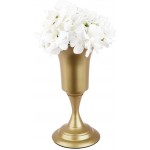 Koyal Wholesale Metal Pedestal Compote Trumpet Vase Flower Wedding Centerpieces Arrangement Home Decor Office Decor Restaurant Table Decora Matte Gold 6