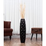 LEEWADEE Large Floor Vase – Handmade Flower Holder Made of Wood Sophisticated Vessel for Decorative Branches and Dried Flowers 28 inches Black