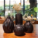 Mr.O’s Factory Black Vase Decor Black Ceramic Flowers Vases Set Home Decor for Living Room Flower Base Gothic Vase Set of 4 Spring Home Decoration