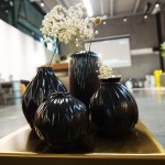 Mr.O’s Factory Black Vase Decor Black Ceramic Flowers Vases Set Home Decor for Living Room Flower Base Gothic Vase Set of 4 Spring Home Decoration