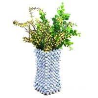 Newsea Vintage Vase Floral Planter Container Rustic Decoration for Flower Home Living Room,Bedroom,Kitchen,Office Wedding Gift Centerpieces Arranging Bouquets,7x3.7x3.7 Inch,White