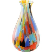 NOVICA Multicolor Confetti Hand Blown Murano Style Art Glass Vase Carnival Colors'