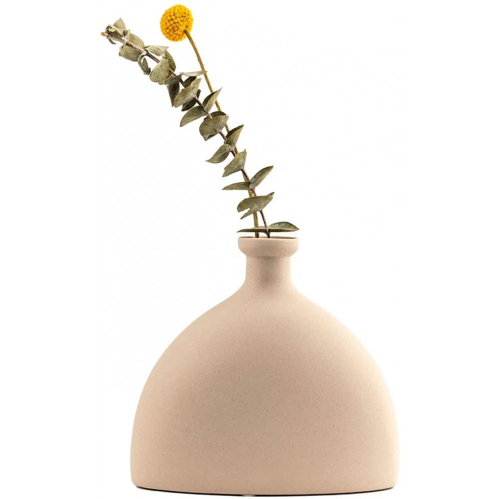 One Oak Park Ceramic Vases Modern Geometric Minimalist Natural Nordic Centerpiece Height 6.75 Width 7.5 Depth 3.5 Bottle