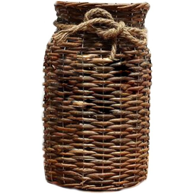 POPGRAT 12'' High Wicker Vase Tall Decorative Vase for Flowers Wood Vases Rustic Farmhouse Country Home Décor Ideal Table Décor Mantle Entryway Basket Holder for Pampas Grass Cotton Feathers Stems