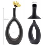 Serdic Ceramic Hollow Vase Modern Decorative Flower Vase for Wedding Gifts Kitchen Living Room or Flower Shop 12.2inch Black