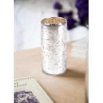 Serene Spaces Living Set of 6 Antique Silver Cylinder Vases Vintage-Style Handmade Mercury Glass Finish for Weddings Parties Events Measures 4" Tall and 2" Diameter
