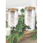 Serene Spaces Living Set of 6 Antique Silver Cylinder Vases Vintage-Style Handmade Mercury Glass Finish for Weddings Parties Events Measures 4" Tall and 2" Diameter
