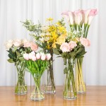 WGV Cylinder Vase Diameter 5" Height 16" Clear Glass Floral Planter Container Tall Centerpiece Arrangement for Wedding Party Event Home Office Decor 1 Piece