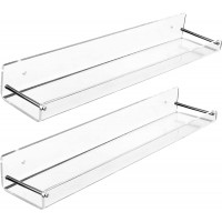 AMT 2 Pack Acrylic Floating Shelves 15" L x 3.25" W Clear Bathroom Wall Shelf Bookshelves Invisible Display for Office Bedroom Small Gap Allows Water to Escape Free Screws & Drill Bit Medium