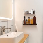 CRUGLA Floating Shelf Wall Mounted Set of 2 Hanging Storage Shelves for Bathroom Living Room Bedroom Kitchen Office