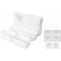 Floating Shelves White for Wall 4pcs Pack Self Adhesive Wall Shelves  Bathroom Makeup Wall Organizer Wall décor  Wall Mounted No Drill Plastic Storage Bins Shelf  Multi-Sizes Stickers Included