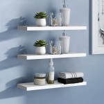 Floating Wall Shelves,3 Pack Wood Floating Shelves,Wall Mounted Storage Display Shelves,Wall Space Organizer Shelf for Living Room Bathroom Kitchen Office and More,White.
