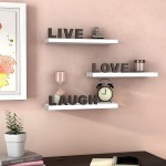 Floating Wall Shelves,3 Pack Wood Floating Shelves,Wall Mounted Storage Display Shelves,Wall Space Organizer Shelf for Living Room Bathroom Kitchen Office and More,White.