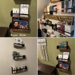 Giftgarden Black Floating Shelves for Wall Set of 3 Industrial Thick Wall Shelf Rack with Iron Rail Bracket for Storage Bathroom Kitchen Bedroom Plant Nursery Books Laundry