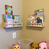 Gneric Nursery Bookshelf- Set of 2- Baby Floating Bookshelf or Book Shelves Organizer for Kids Nursery Decor,Wall Shelves for Kitchen Spice Rack,Pine Natural Wood