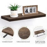 Herncptar Wall Shelves Rustic Wood Floating Shelves Set of 4 Hanging Storage Shelf with Invisiable Metal Brackets for Bathroom Living Room Kitchen Bedroom