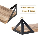Klvied Floating Shelves Wall Mounted Set of 4 Rustic Wood Wall Shelves Storage Shelves for Bedroom Living Room Bathroom Kitchen Office and More Carbonized Black