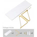 Mkono White Floating Shelves Wall Mounted Modern Decorative Shelves Set of 2 Wood Hanging Shelf with Golden Metal Brackets for Bathroom Living Room Bedroom Kitchen Office Nursery 17 Inches