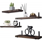 Rustic Wood Floating Shelves for Wall Farmhouse Wooden Wall Shelf for Bathroom Kitchen Bedroom Living Room Set of 4 Dark Brown