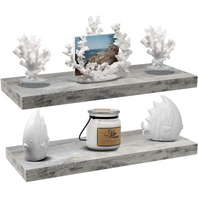 Sorbus Floating Shelf — Hanging Wall Shelves Decoration — Perfect Trophy Display Photo Frames — Extra Long 24 Inch Grey Wood