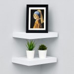 WELLAND Set of 2 Floating Shelves Wall Mounted Shelf for Home Decor with 8" Deep White 10 inch