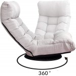 360-Degree Swivel Chaise Lounge Chair with Stool Folding Floor Chair with Adjustable Backrest Cushion Padded Indoor Chaise Lounge Lazy Sofa Couch Rocker Gaming Chair for for Living Room and Bedroom