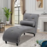 ALISH Chaise Lounge Indoor Upholstered Chaise Lounge Chair Modern Recliner Sofa Sleeper Sofa for Living Room Bedroom Gray