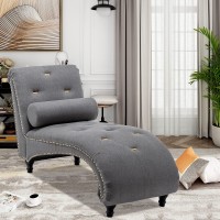 ALISH Chaise Lounge Indoor Upholstered Chaise Lounge Chair Modern Recliner Sofa Sleeper Sofa for Living Room Bedroom Gray